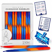 Deluxe Hanukkah Candles Tapered 4 Tone - Box of 45