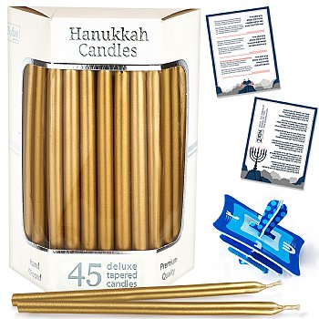 Deluxe Premium Tapered Gold Hanukkah Candles