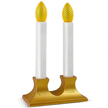 Double LED Shabbat Candlesticks - Gold