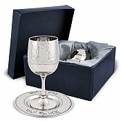 Kiddush Cup and Coaster set in Gift Box - Silver