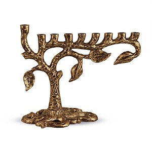 Artistic Tree of Life Menorah - Antique Gold