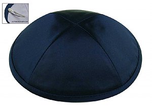 Deluxe Imprinted Satin Kippot - Navy / Dark Blue